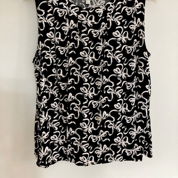 Talbots black and white ribbon pattern sleeveless blouse - Picture 3 of 8